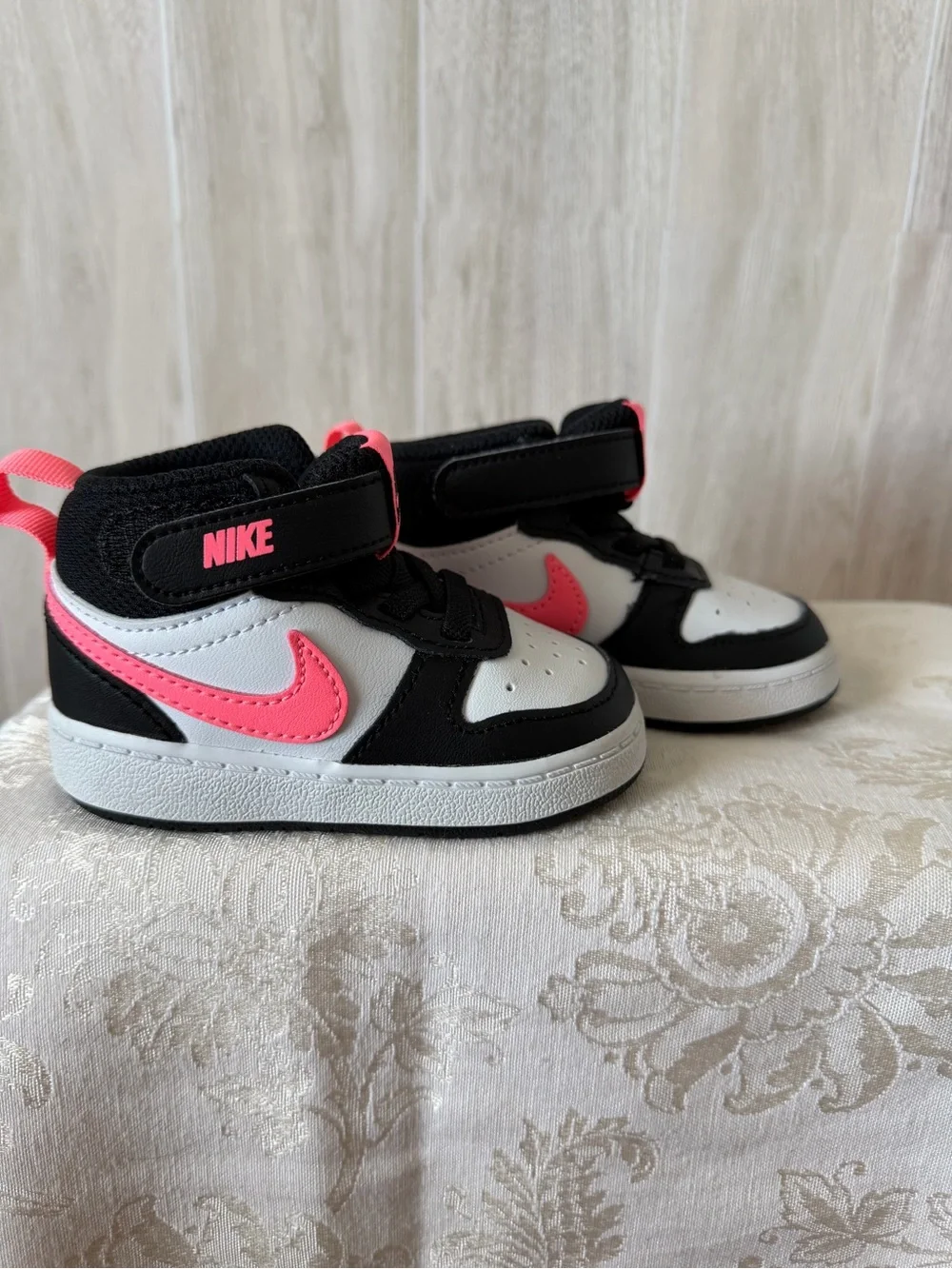 Nike Kids High-Top Sneakers - White, Black & Hot Pink